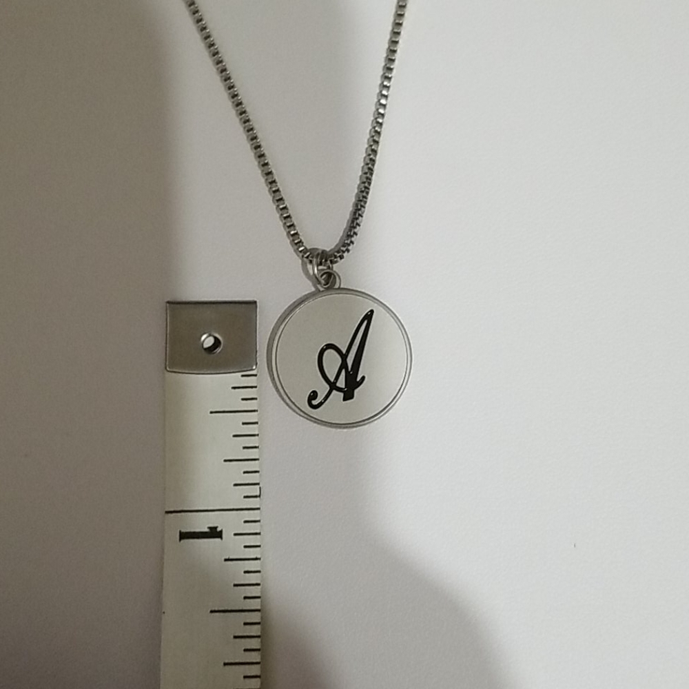 Silvertone Initial A Necklace - Picture 3 of 3